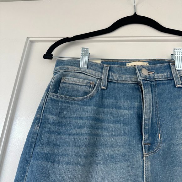 L'Agence Sada Cropped Jeans High Rise Slim Fit Raw Hem Whiskering Sz 28 Tuscany - Picture 8 of 10